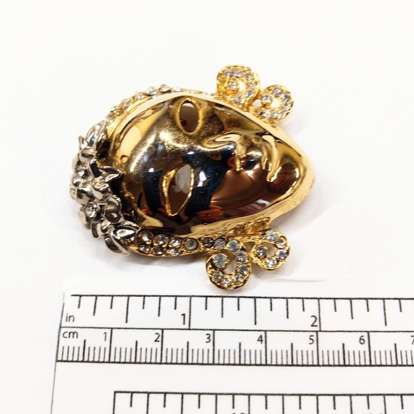Vintage Designer Mask Rhinestone Brooch - Picture 5 of 5